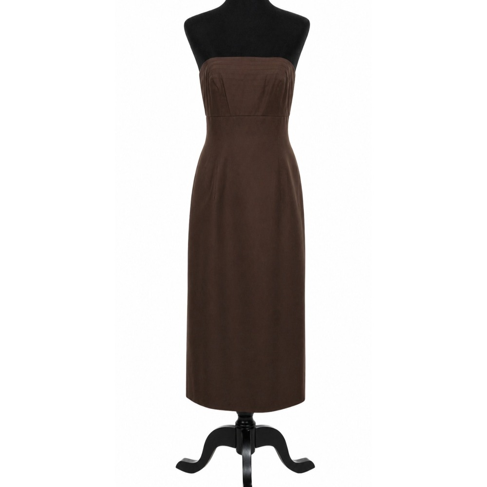 Talbots Pure Silk Womens‎ Strapless Evening Dress Size 6 Brown 100% Silk Lined